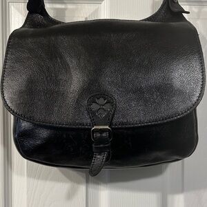Patricia Nash Black Leather Saddle Bag